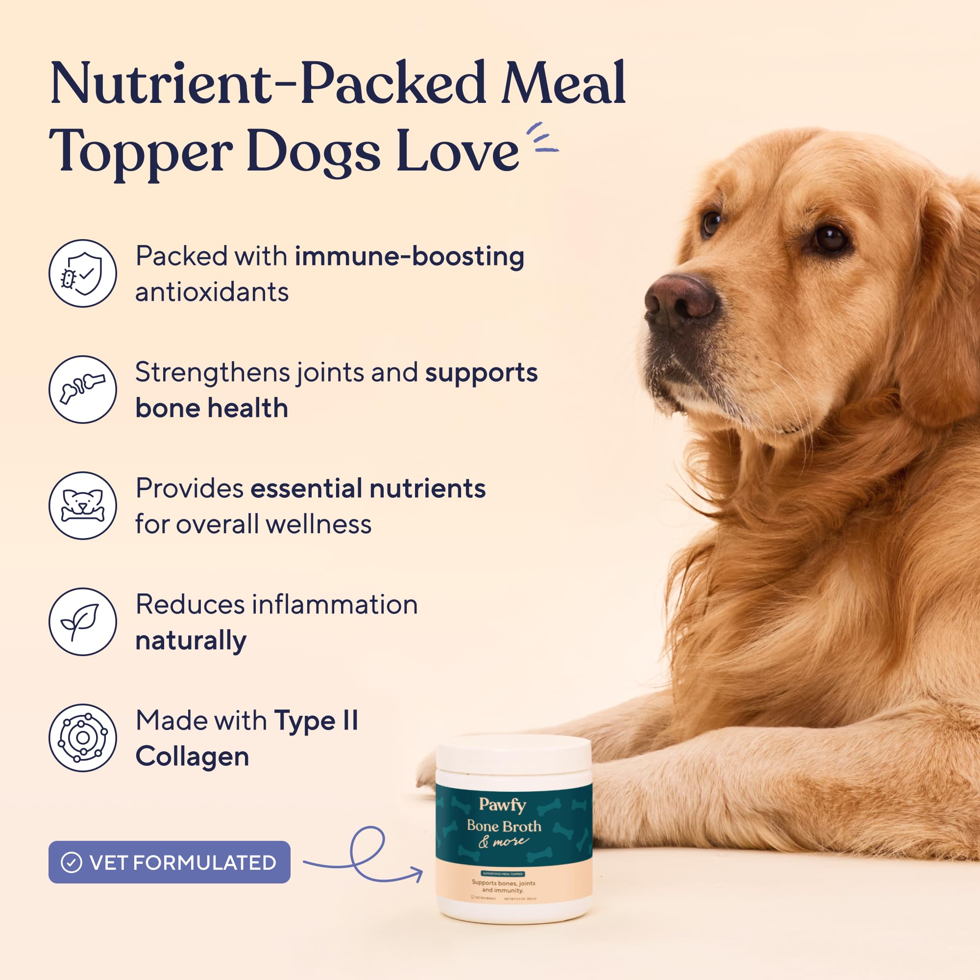 Pawfy Caldo de Huesos para Perros: mezclar con comida para una textura más apetecible.