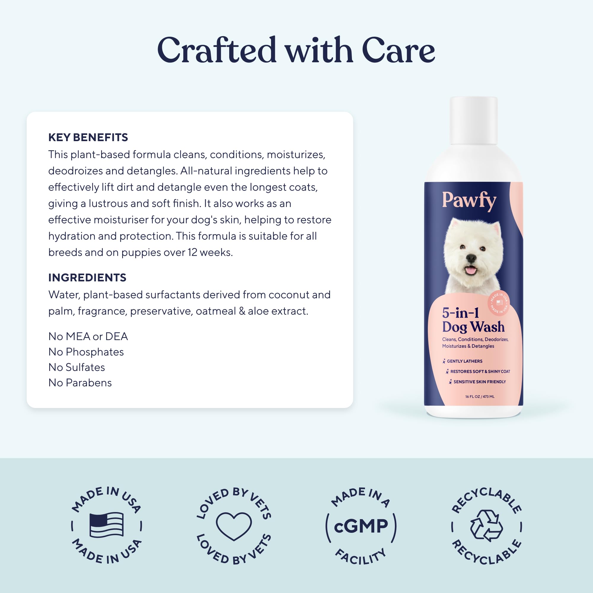 Pawfy champú para perros cuida el pelaje de forma natural.