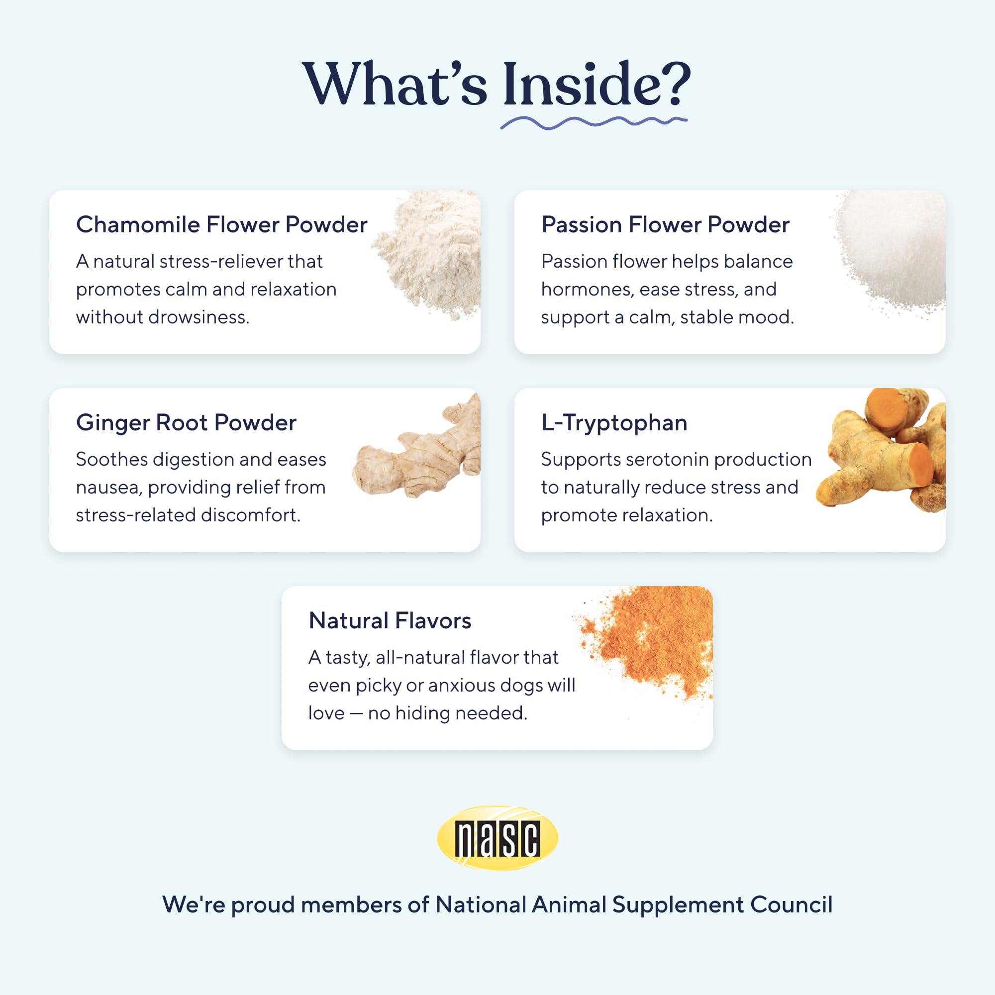 Pawfy ingredientes naturales que favorecen la calma en perros