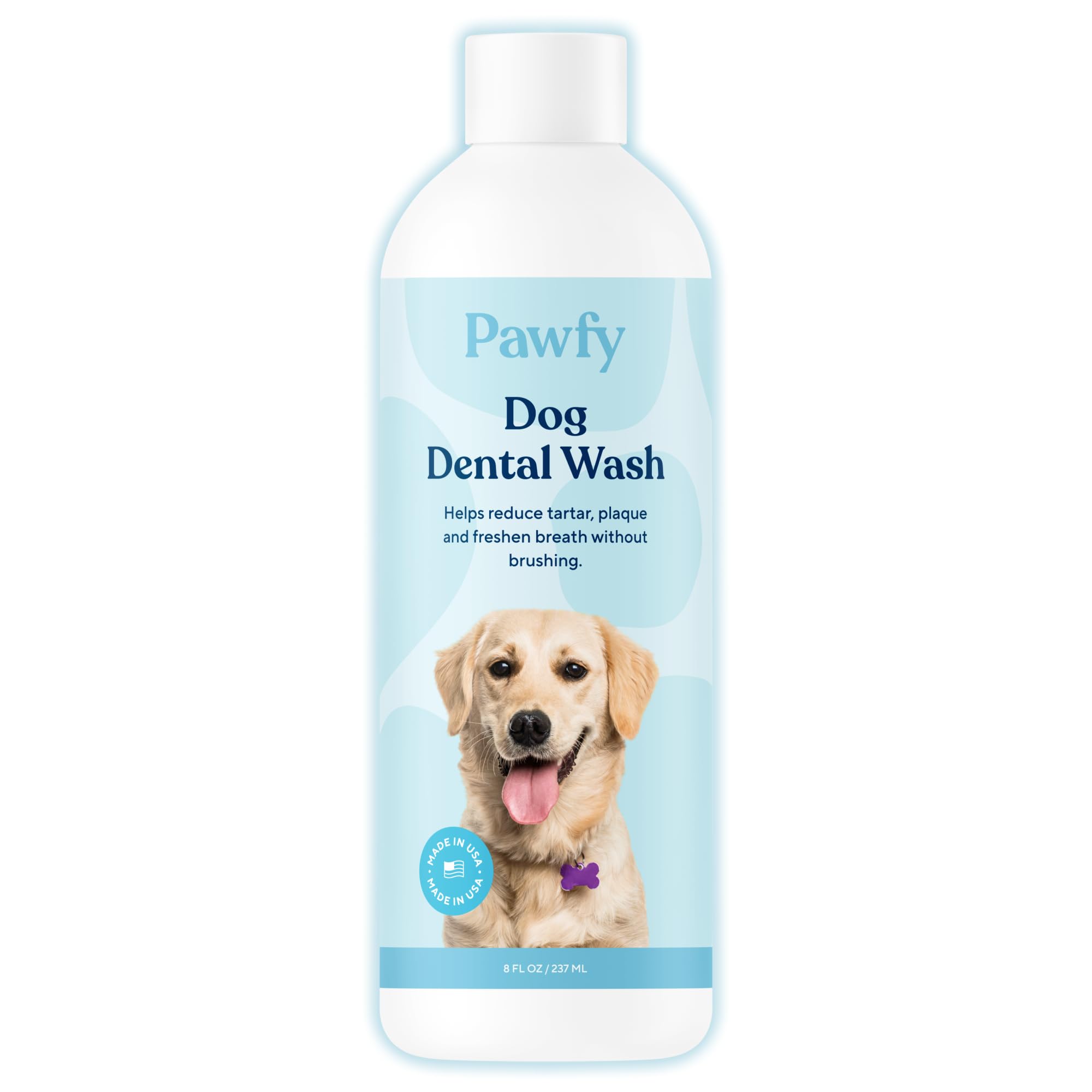 Pawfy respiracion canina refrescante en botella para un aliento más agradable.