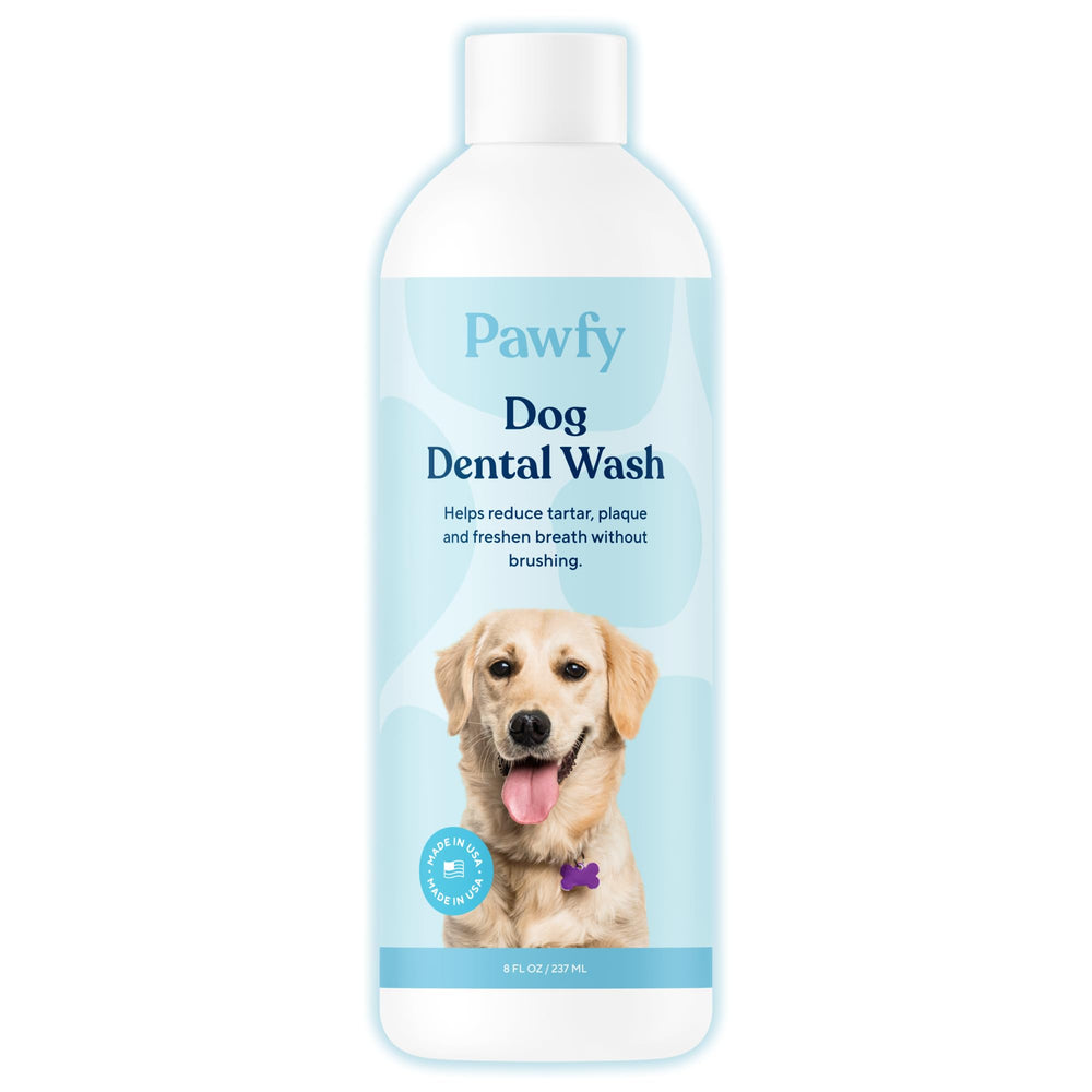 Pawfy respiracion canina refrescante en botella para un aliento más agradable.