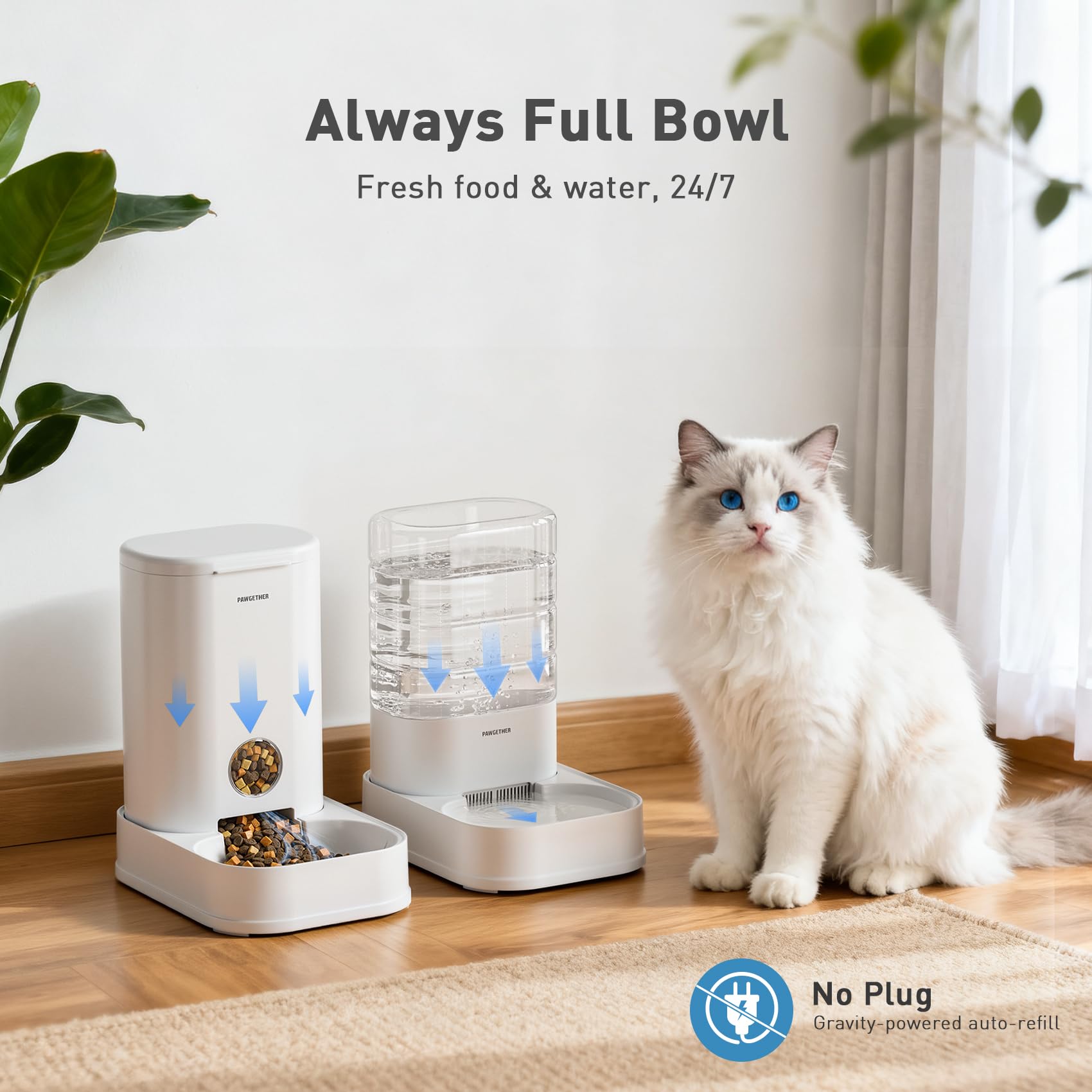 PAWGETHER dispensador agua para gatos, flujo estable y agua fresca continua