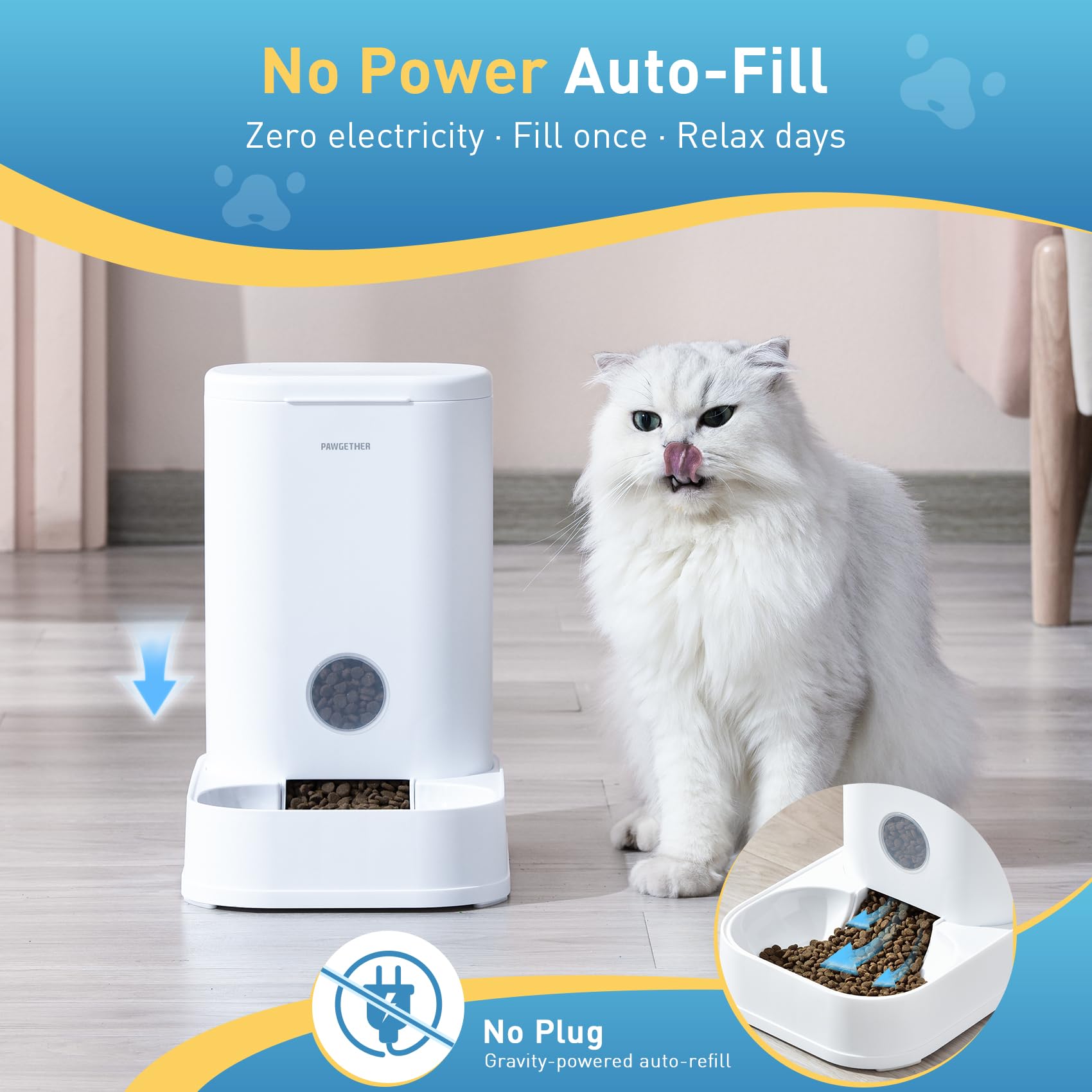 PAWGETHER Dispensador automático: ventana transparente para revisar la comida fácilmente
