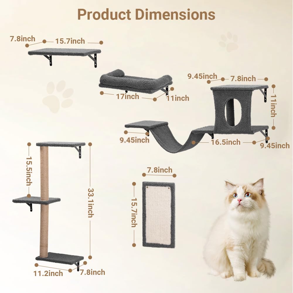 PawGiant condo de gato en pared: refugio alto para observar y relajarse.