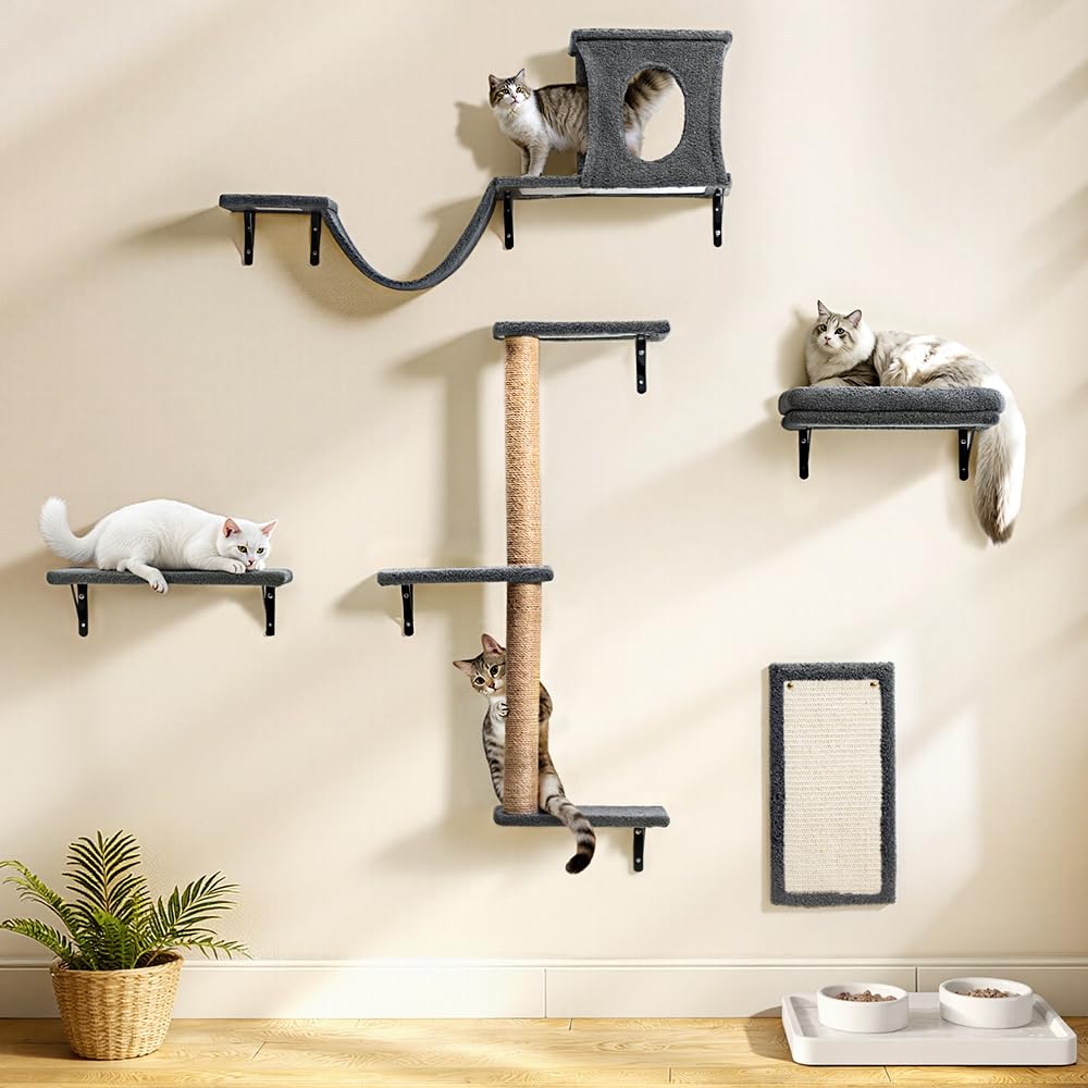 PawGiant estanterías para gato en pared: juego vertical para trepar y descansar.