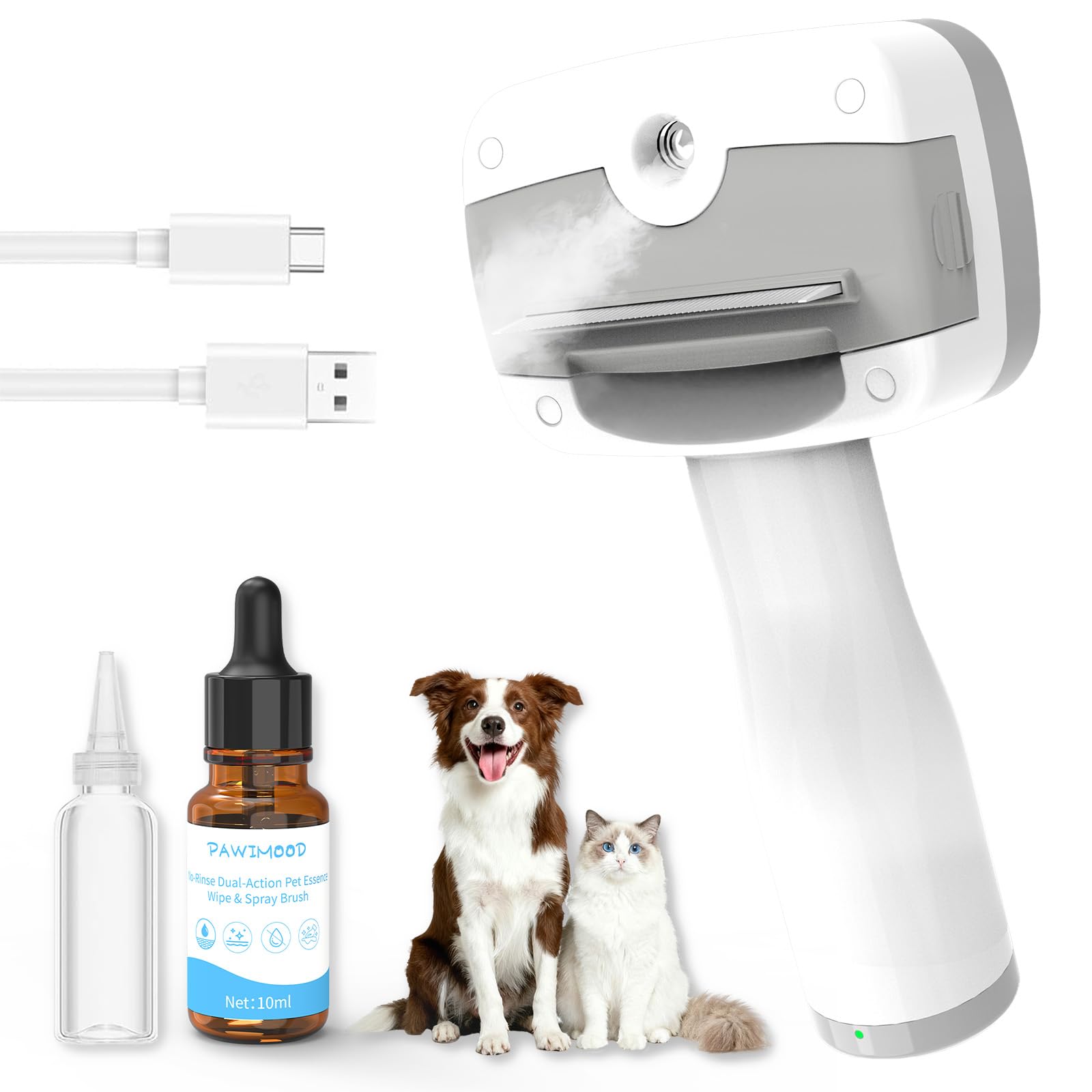 Pawimood Cepillo de Vapor para mascotas con pelaje deslizante y cepillado suave