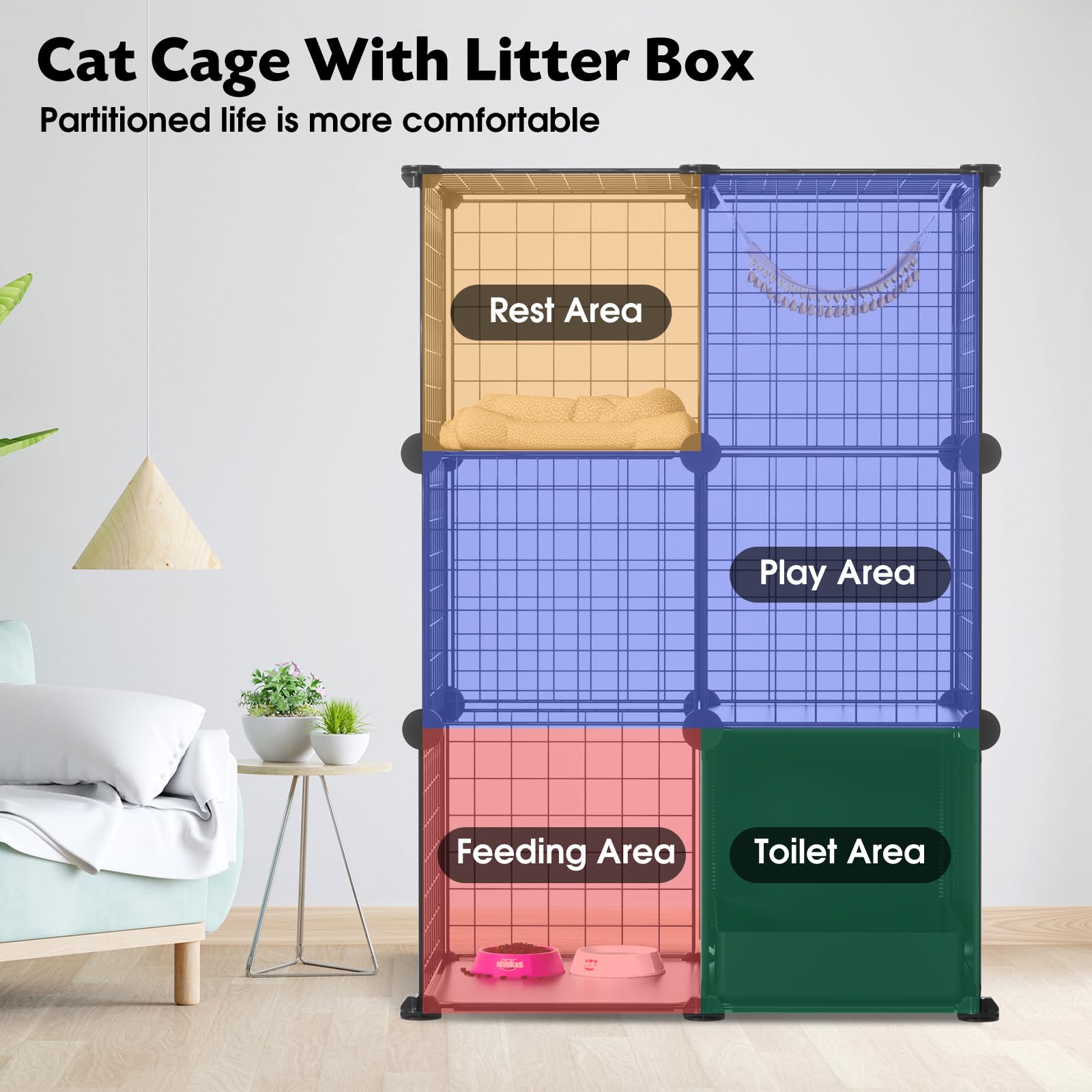 PAWING con bandeja de litter privada para menos desorden