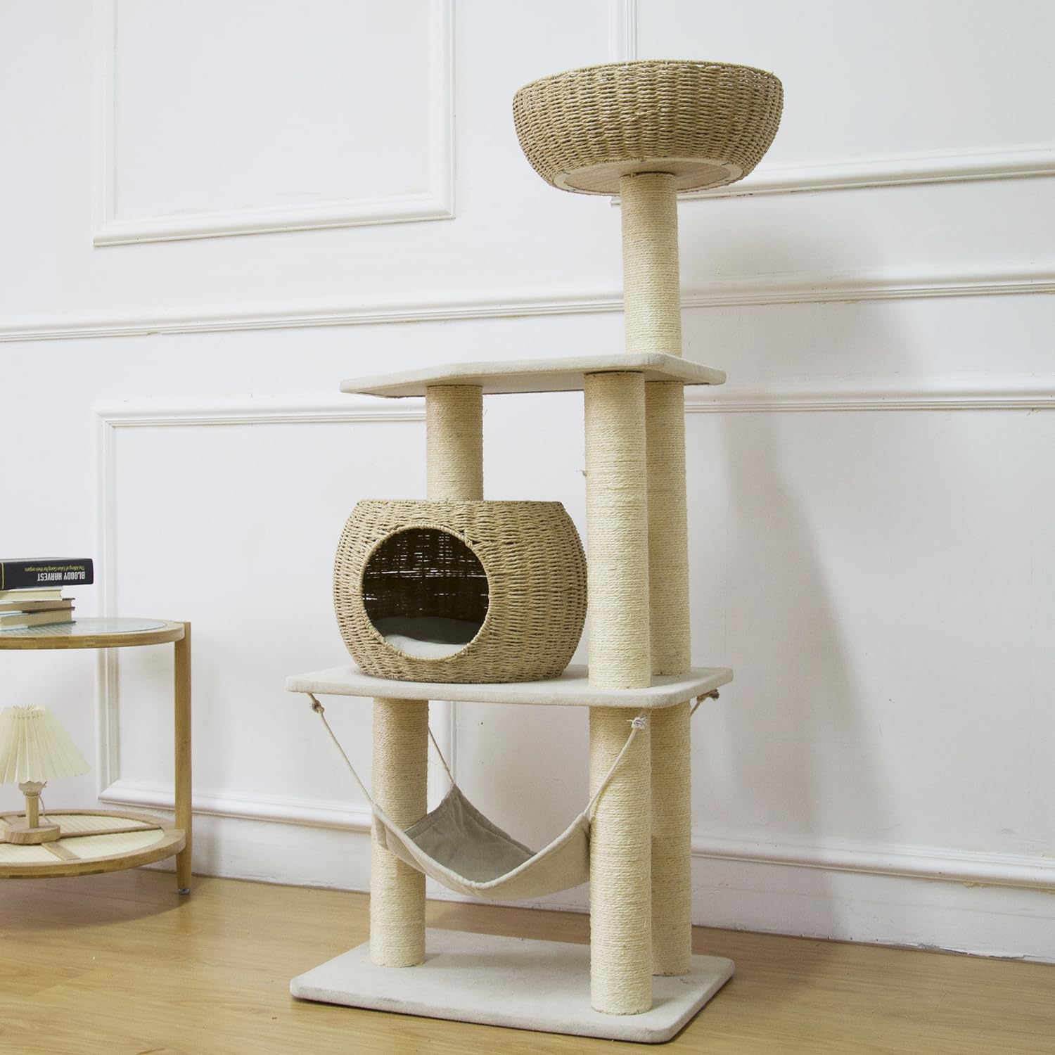 PawlaBay árbol para gatos de madera con estructura estable para juego y descanso