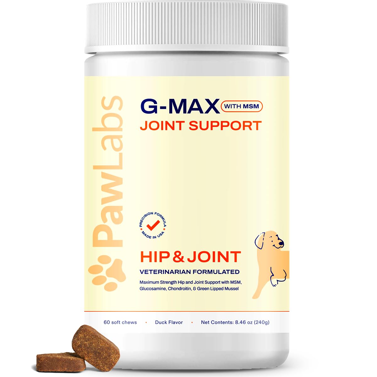 PAWLABS G-Max empaque del producto, fácil de almacenar para dueños ocupados.