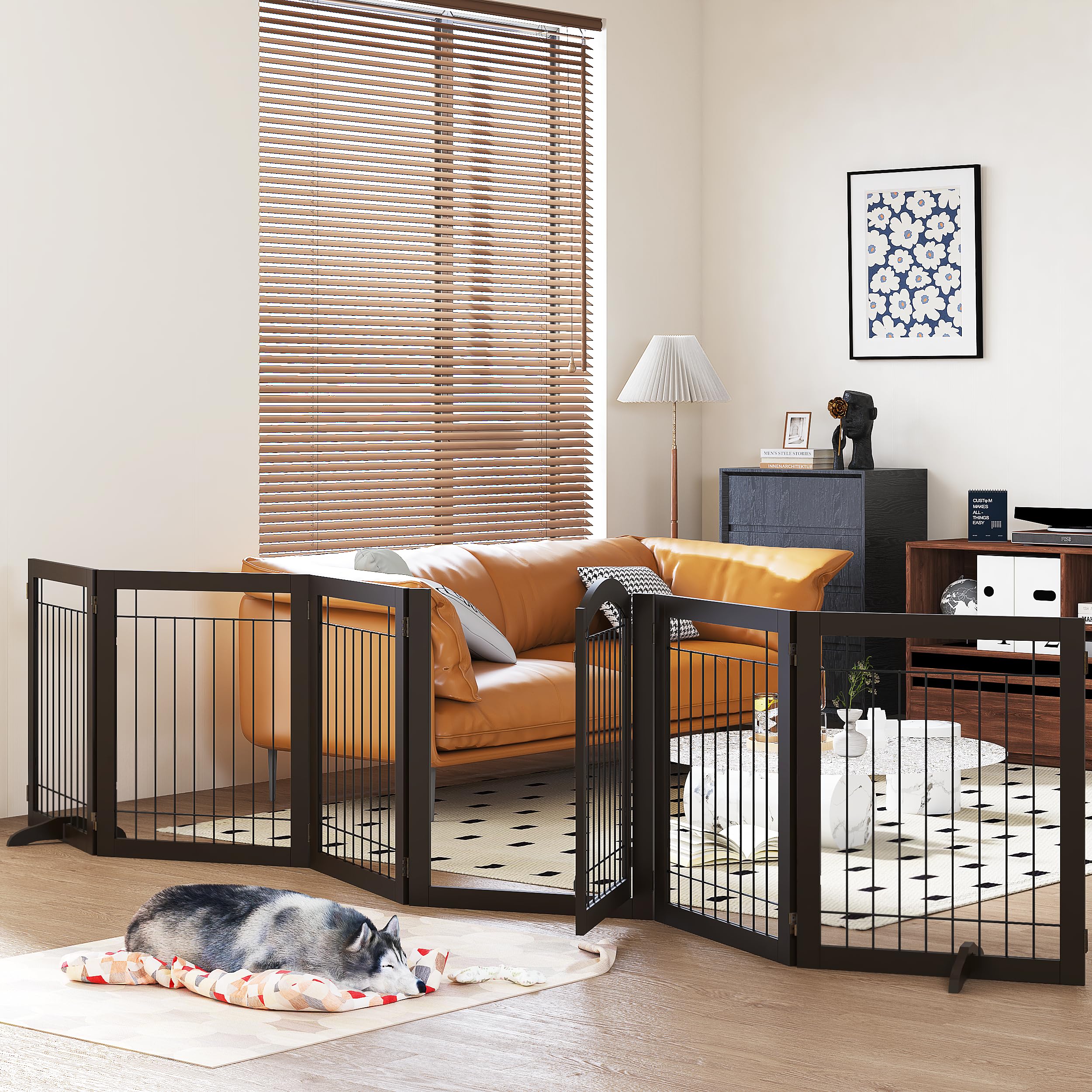PAWLAND puerta para perros 144pulgadas ancha, ideal para dividir espacios amplios