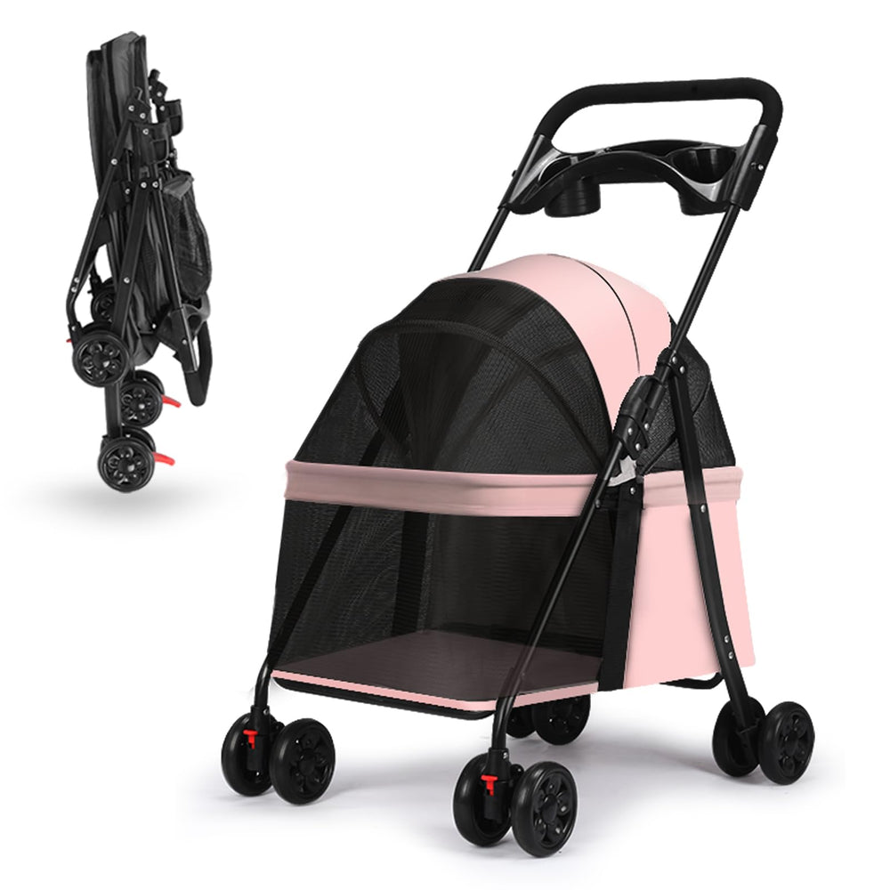 PawLuxe coche para mascotas con marco de 4 ruedas y material impermeable, ideal para la lluvia