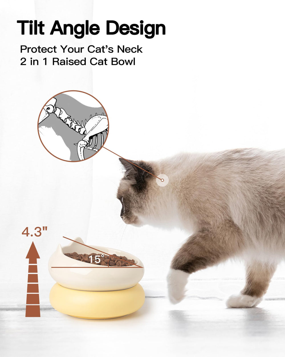 PawMeow capacidad de 450 ml de agua y 5 oz de alimento.
