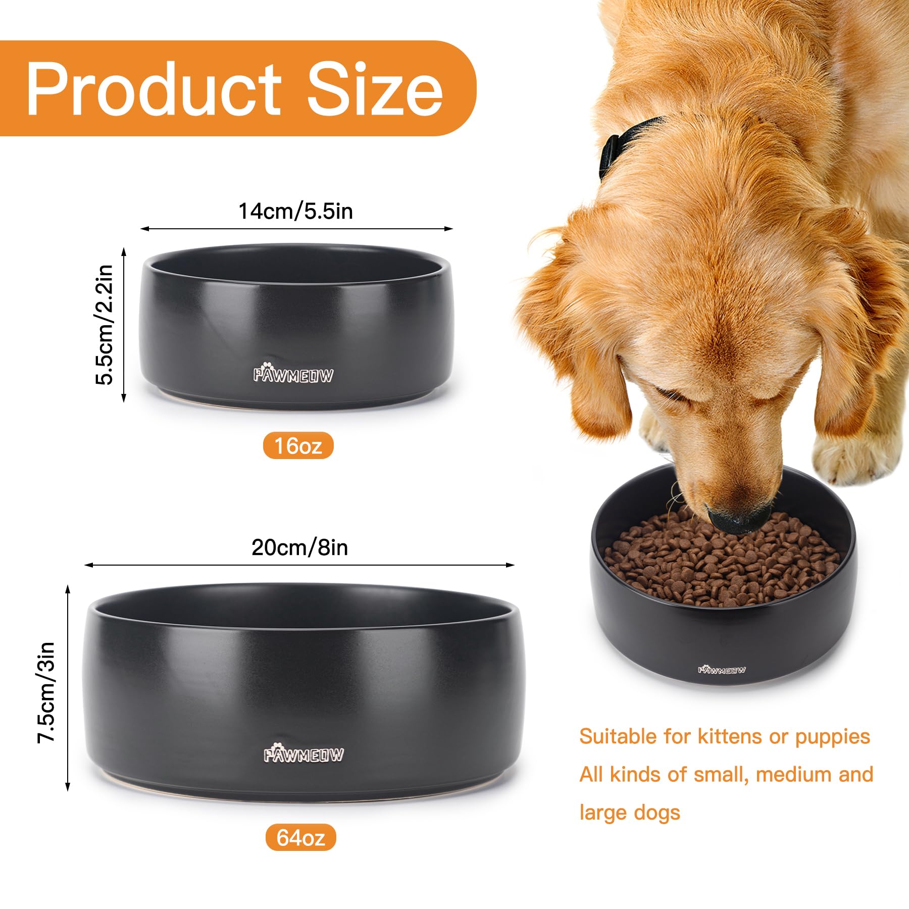 PawMeow tazón cerámico anti derrames para perros, ideal para evitar salpicaduras.