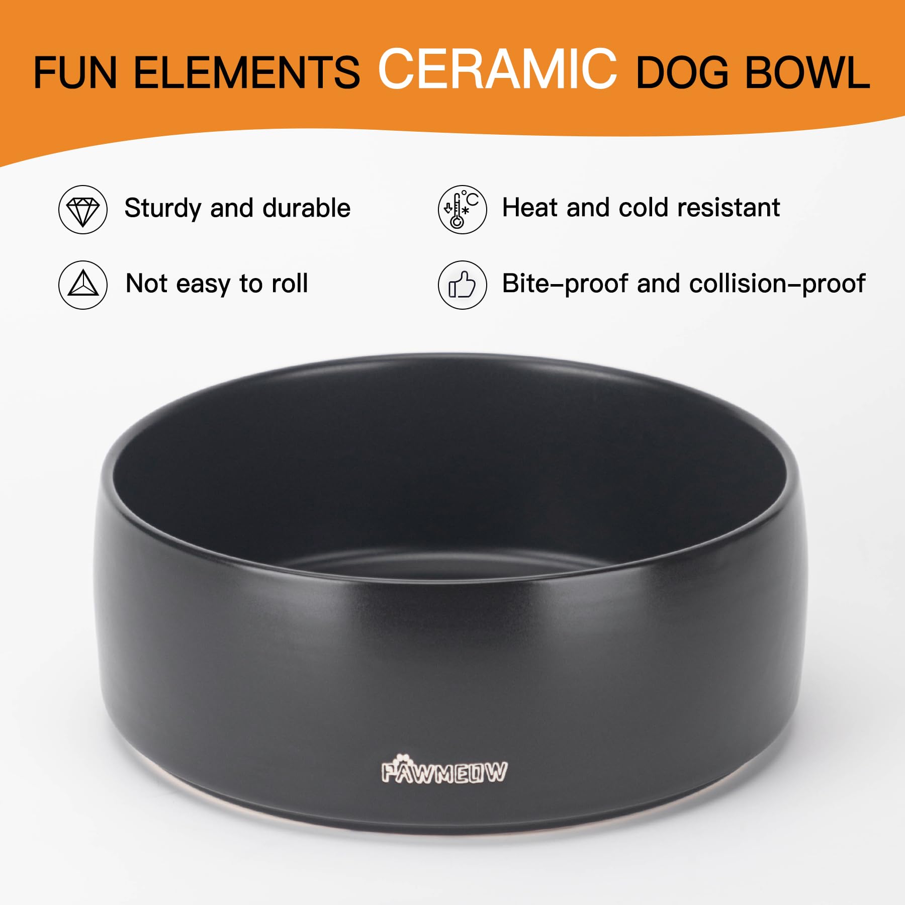PawMeow tazón cerámico apto lavavajillas y microondas para limpieza rápida.