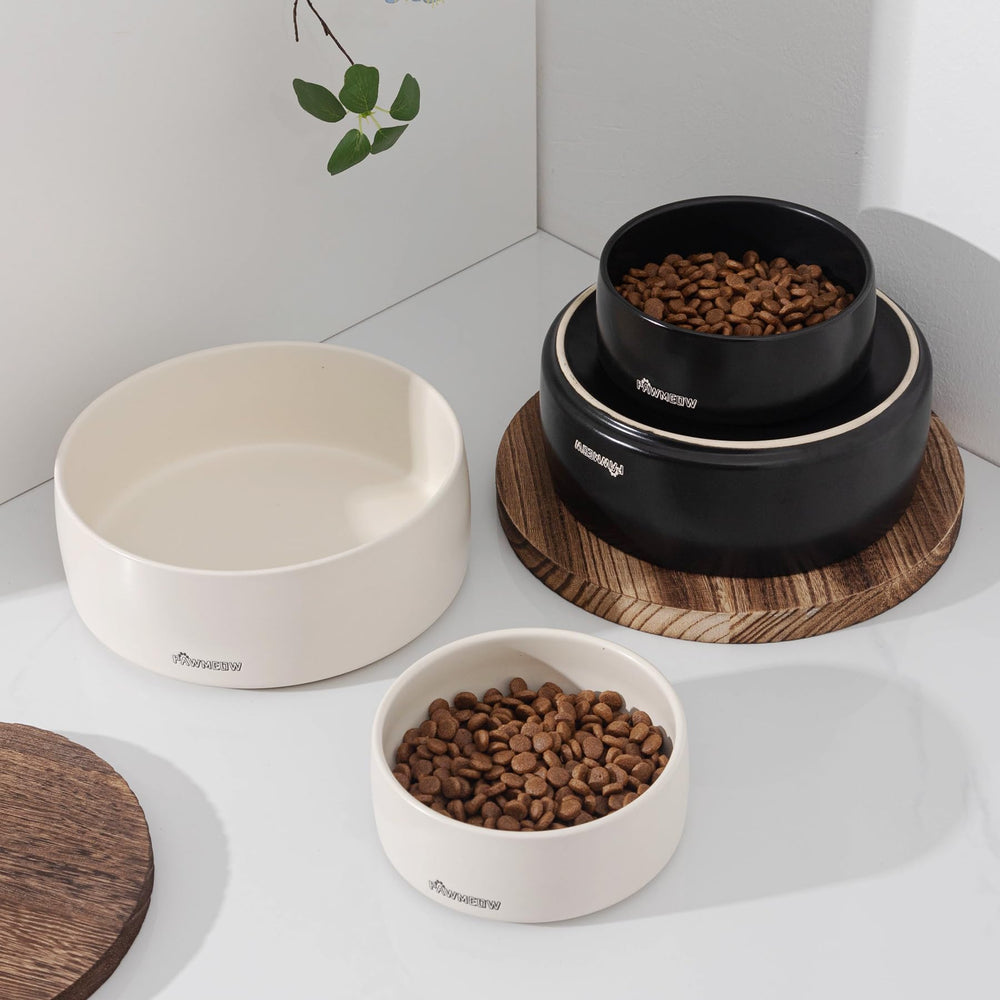 PawMeow diseño moderno de tazón cerámico para cocina y sala.