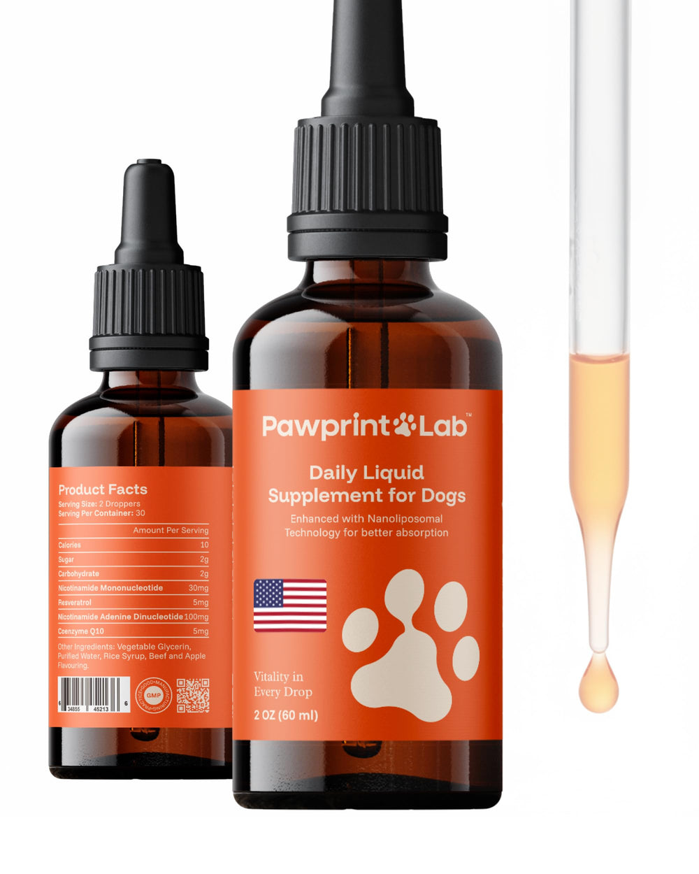 PAWPRINT Lab gotas-longevidad-perro para mayor vitalidad y movilidad diaria