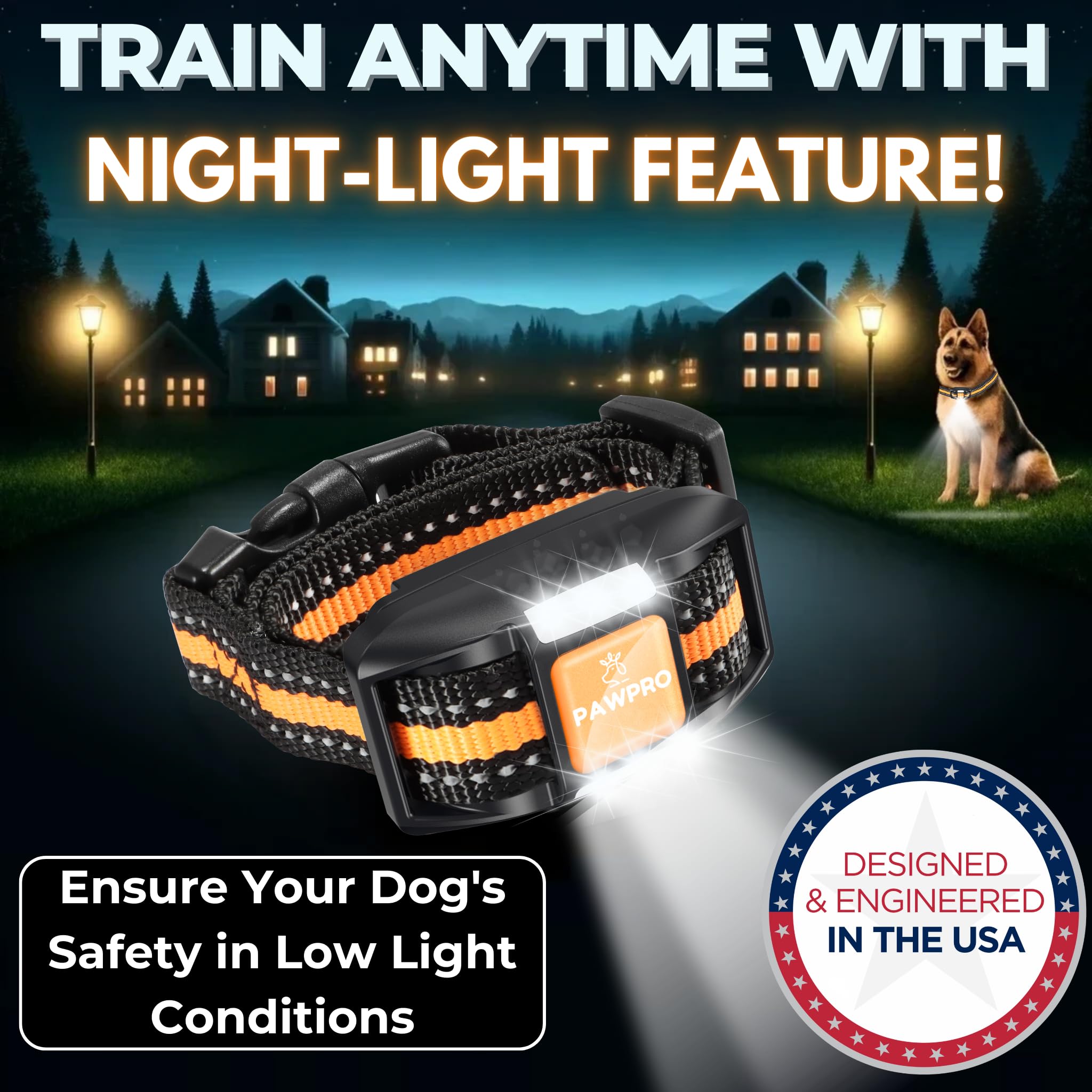 PAWPRO collar impermeable IPX7 para uso bajo lluvia o barro.