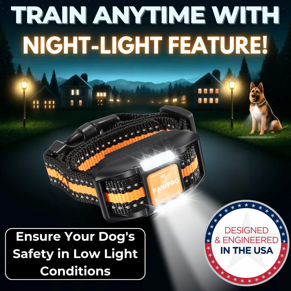 PAWPRO collar impermeable IPX7 para uso bajo lluvia o barro.