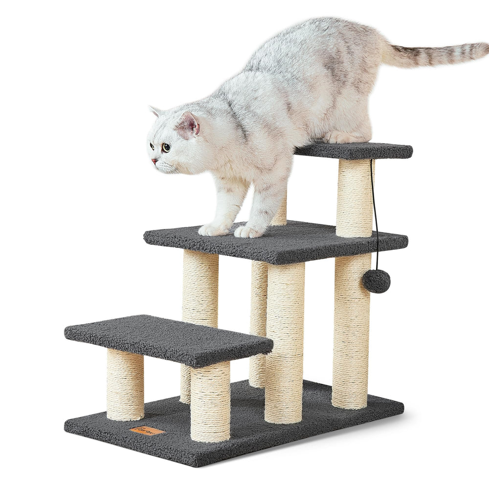 Pawque escaleras de tres pasos gris para subir a camas altas, seguras.