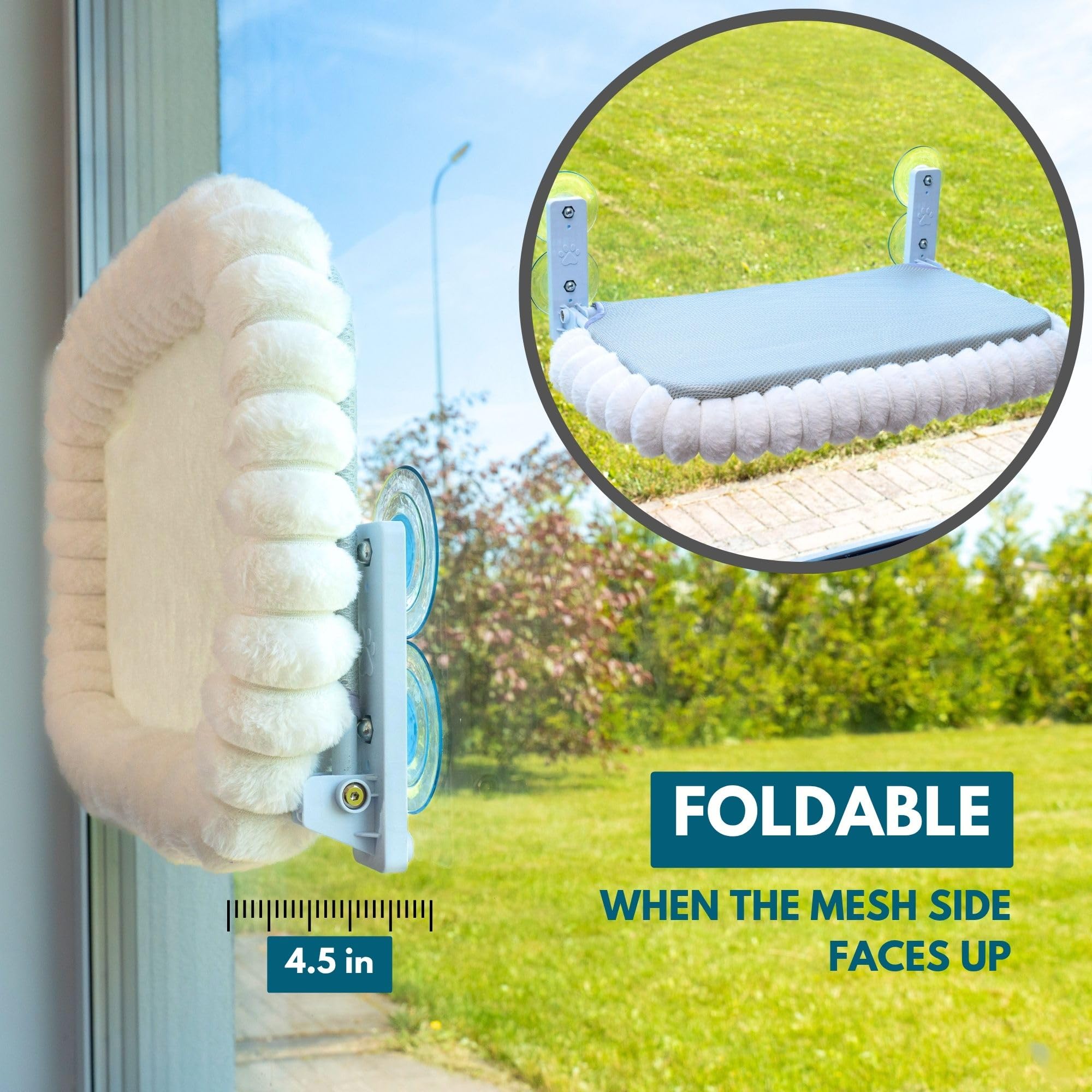 PAWRUSH hamaca para ventana, uso en interiores con vistas desde casa.