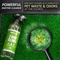 Rociado de Paws and Play sobre cesped artificial para desodorizar.