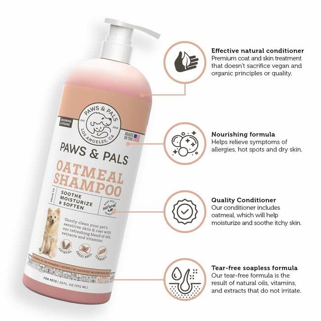 Paws & Pals champú, control de olor suave para espacios con mascotas.