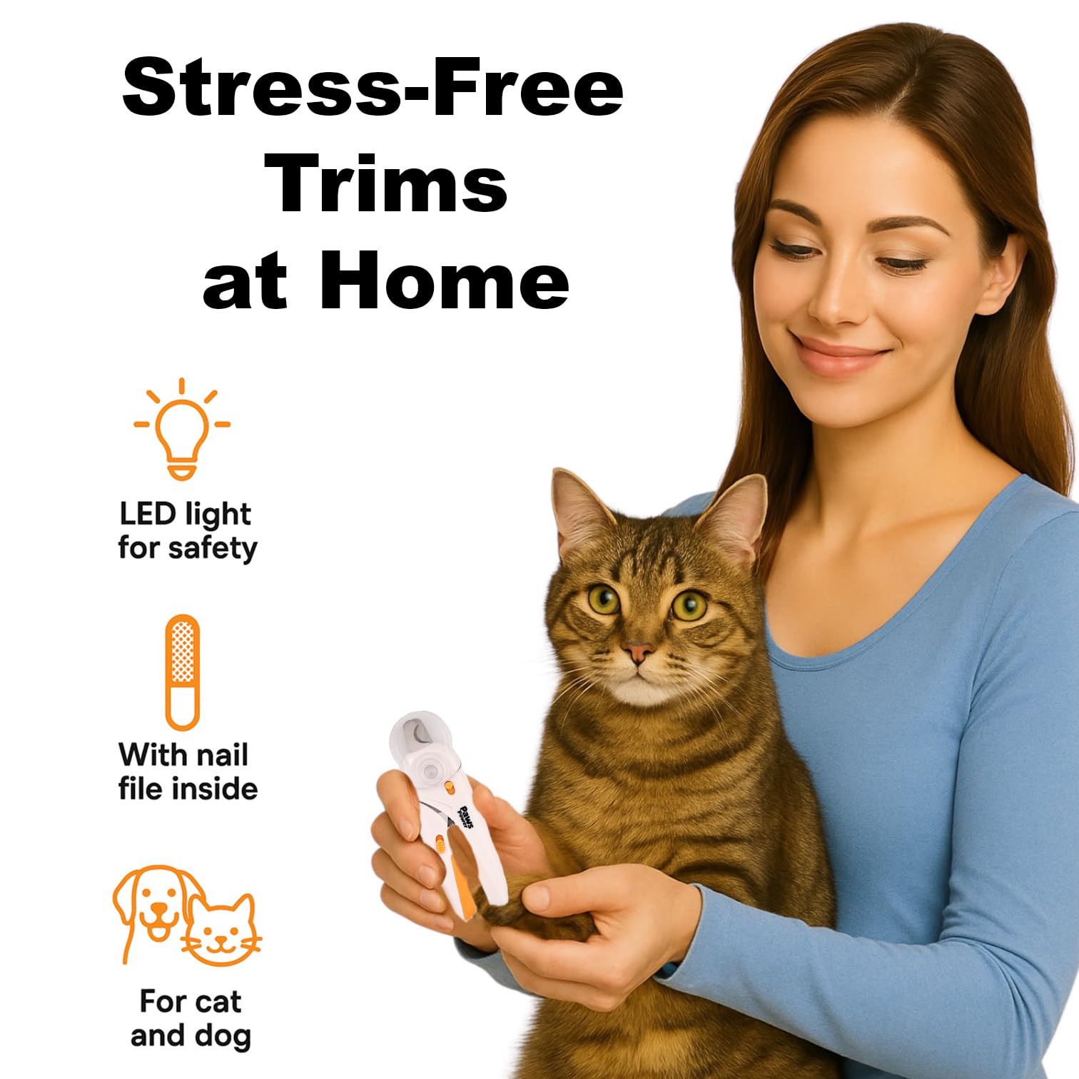 Paws Power lima integrada gato: suaviza aristas para un acabado suave.