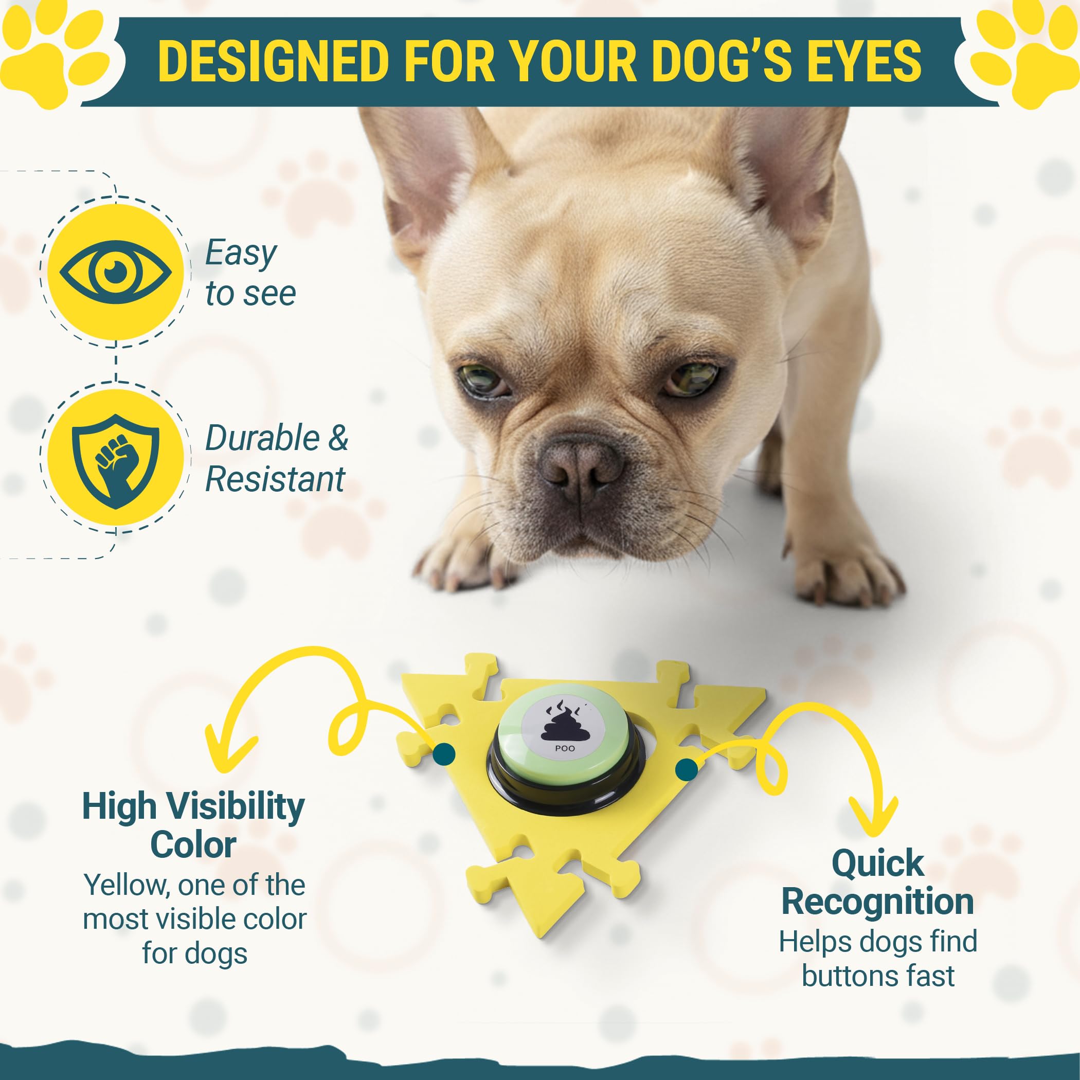 Paws Shield tapete puzle amarillo anti-deslizante ayuda a organizar el entrenamiento.