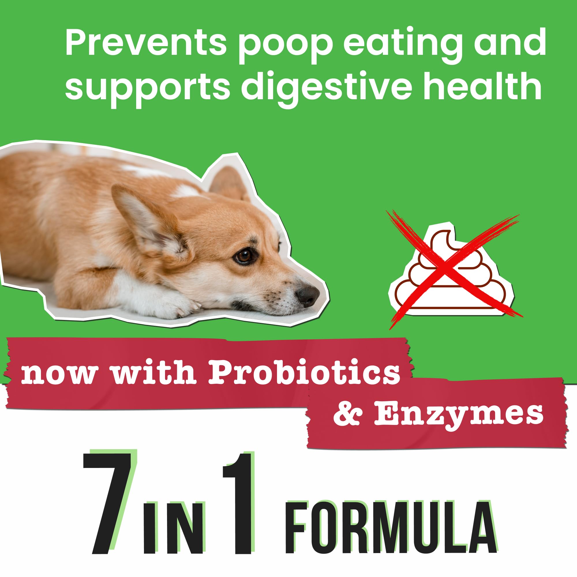 Pawsential No Poo Chews, probióticos y enzimas para apoyar la digestión.