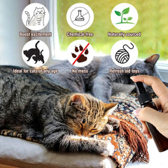Spray de hierba gatera con silvervine de PawsGear, mayor atracción para gatos.