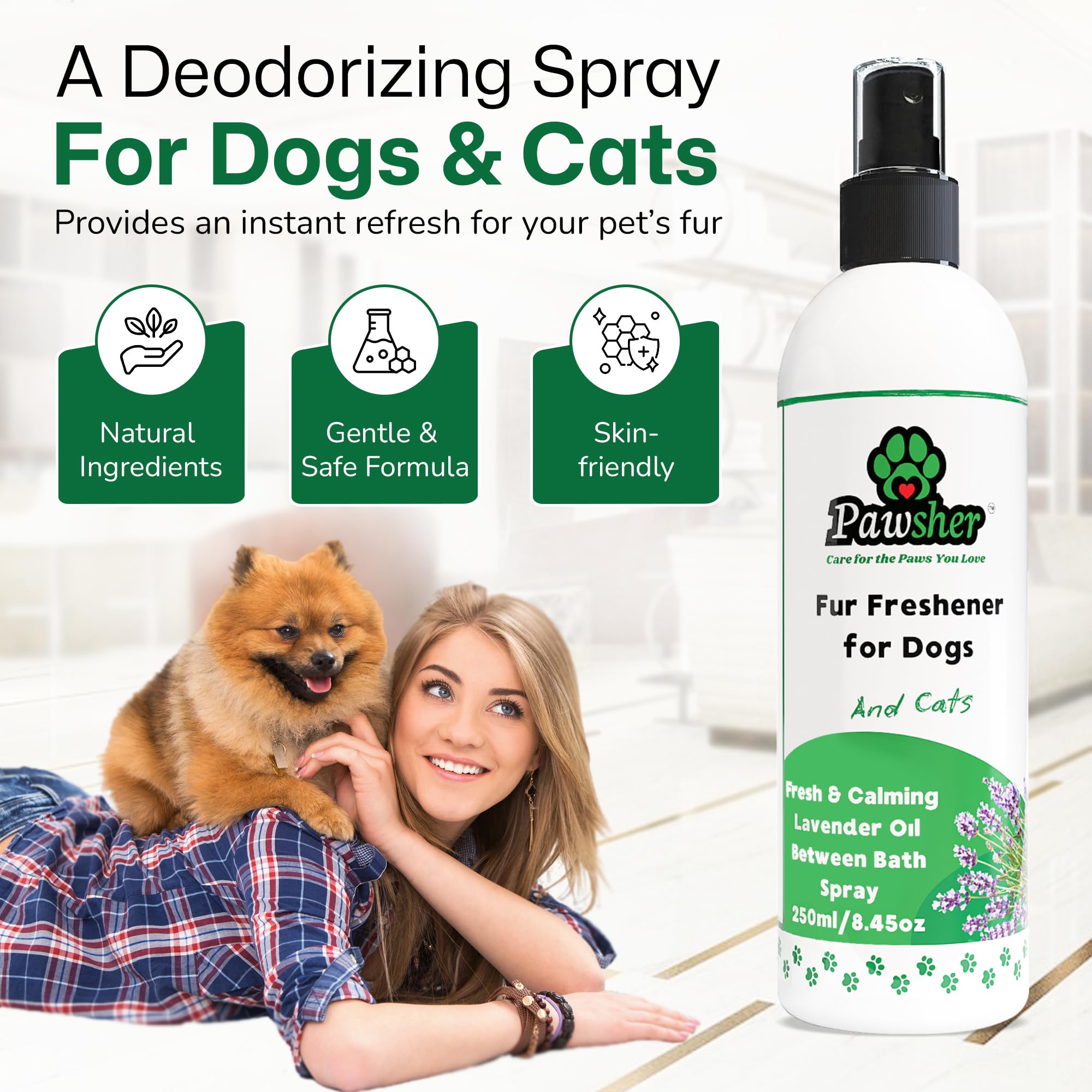 Pawsher spray lavanda para exteriores, repelente ligero de insectos.