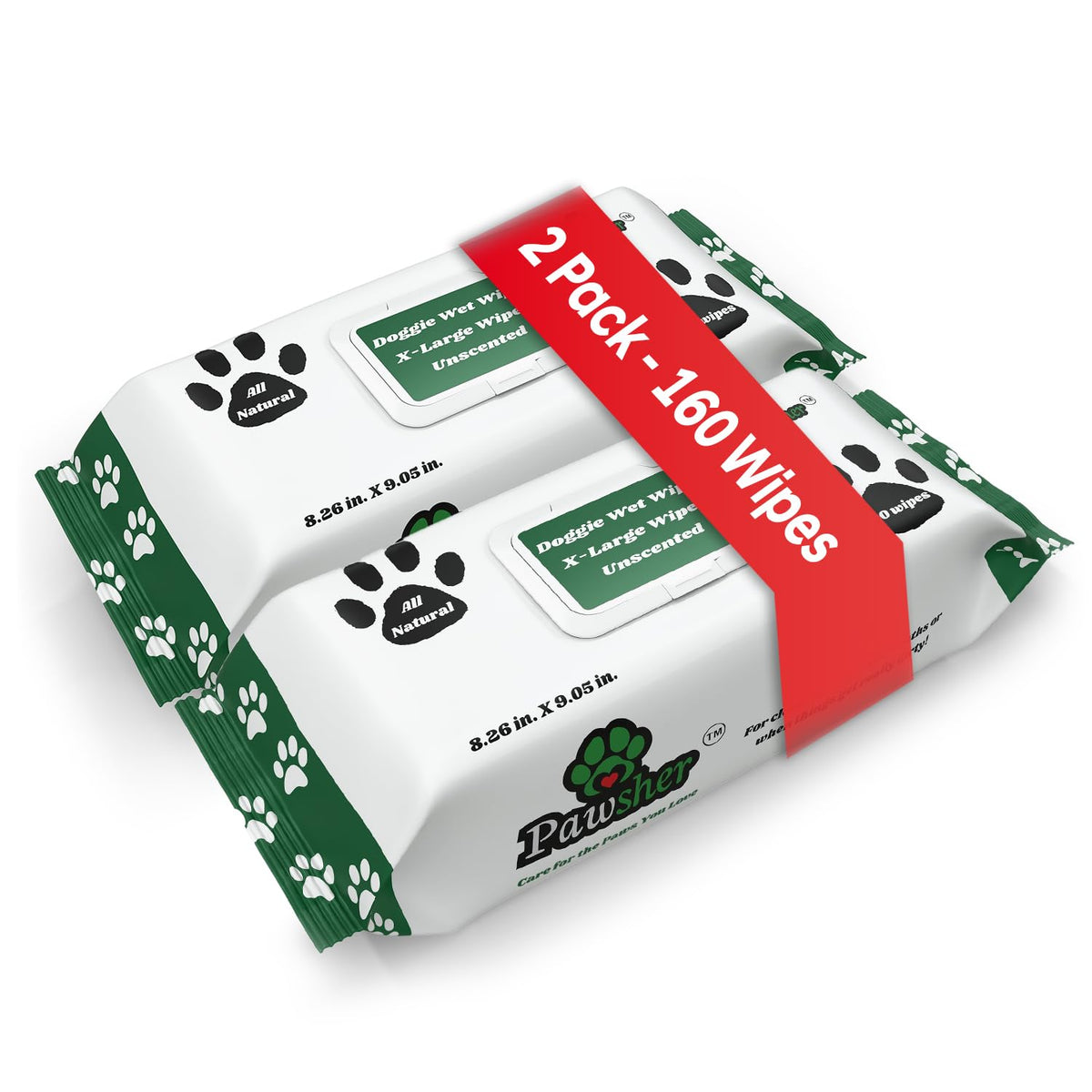 Pawsher toallitas para perros XL con textura perlada para limpieza profunda de patas.