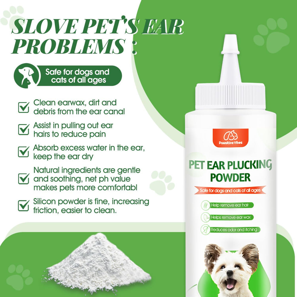 Kit completo de cuidado de orejas Pawsitive Vibes para uso en casa.