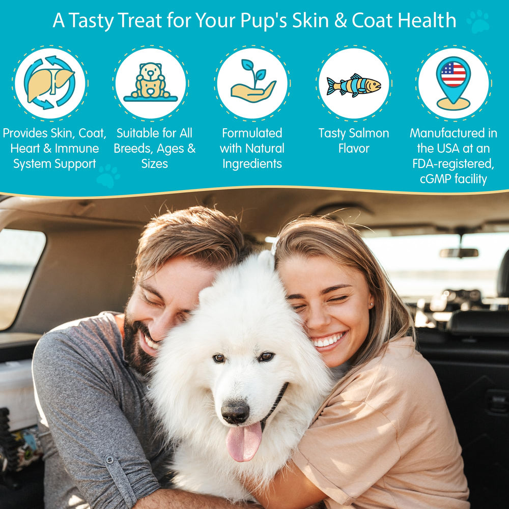 Pawsitive Wanderfound Omega-3 para perros: piel suave e hidratada.