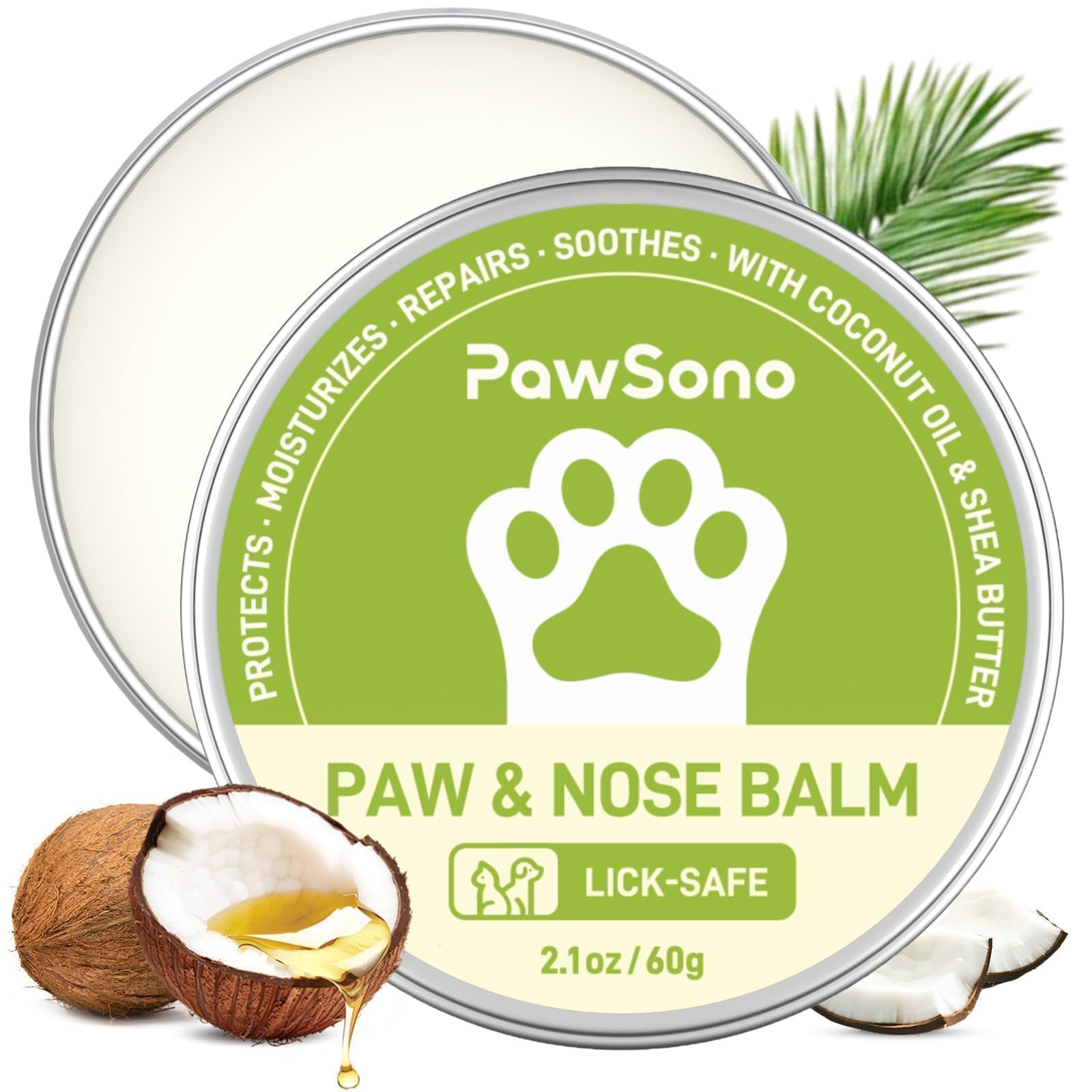 PawSono balsamo para patas en envase, hidratación profunda para mascotas