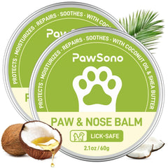PawSono bálsamo para patas y hocico con hidratación profunda y aroma natural.