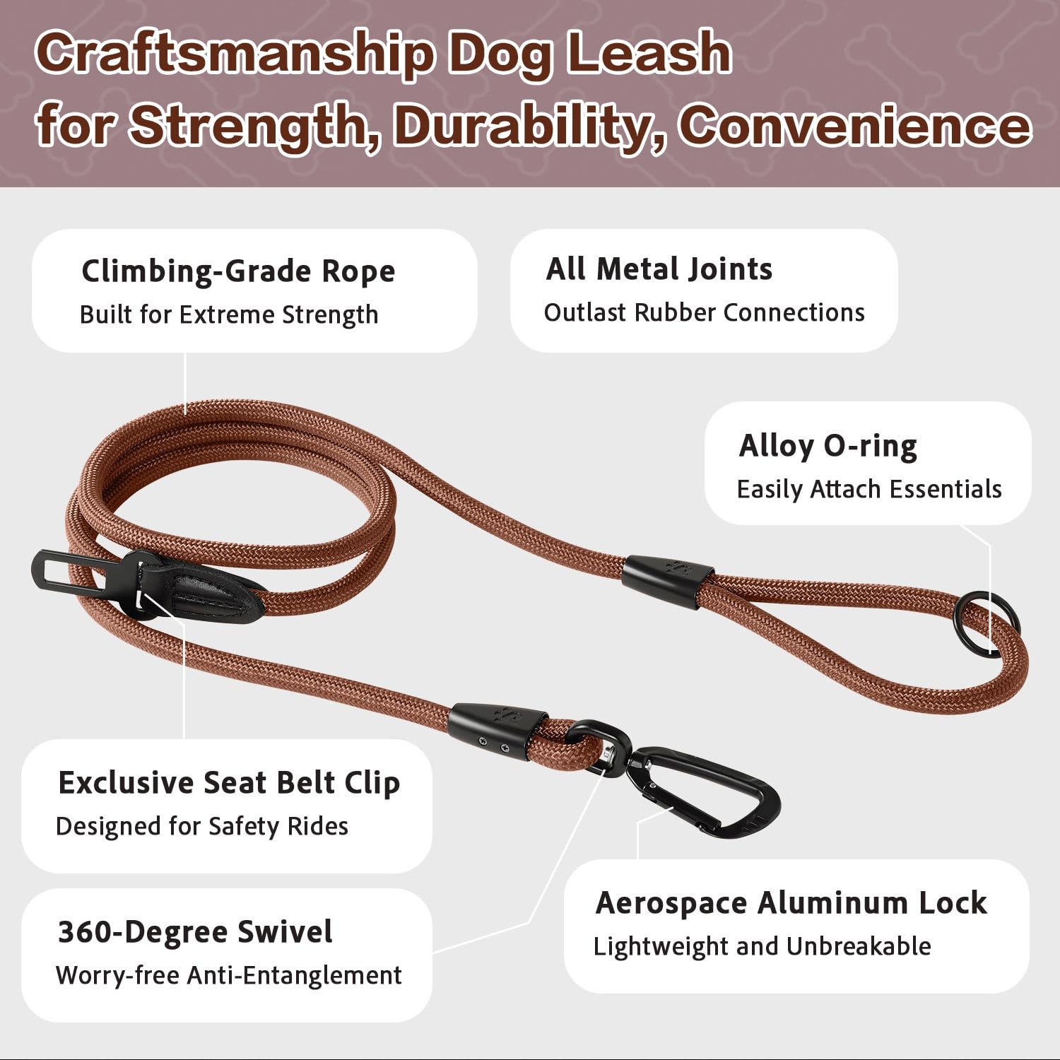PAWS PASSION carabina de aluminio resistente para perros grandes, garantiza durabilidad en cada aventura.
