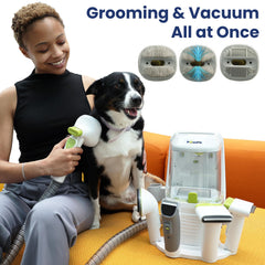 PAWSPIK GroomingPro Rx con mando directo para ajustar la succión rápidamente.