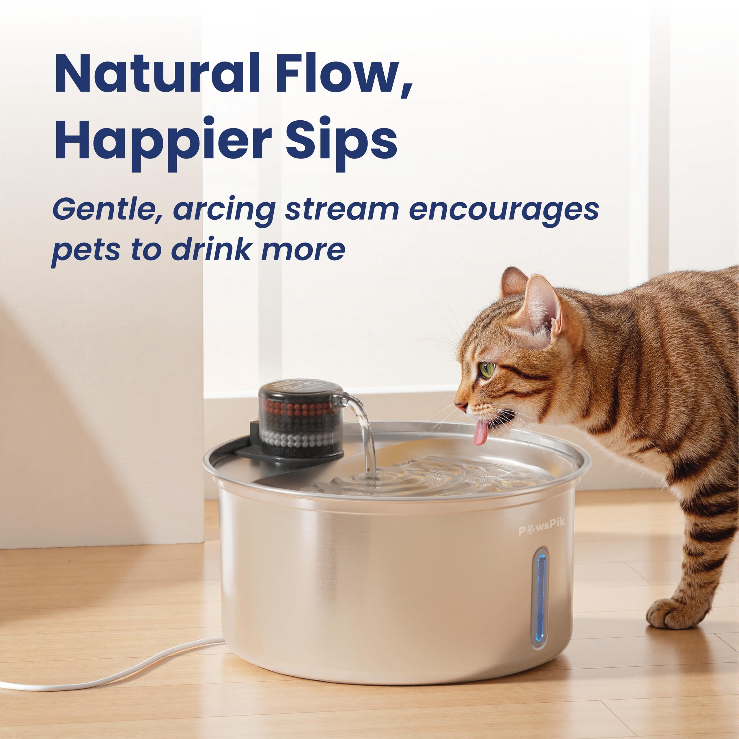 PAWSPIK PureFlow Max: reserva de emergencia de 3.2 litros.