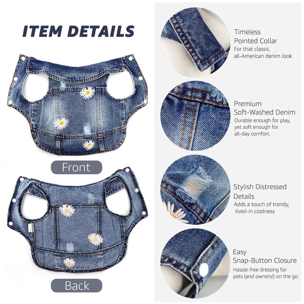 Pawstrip bordado daisy detalle, añade un toque único al conjunto.