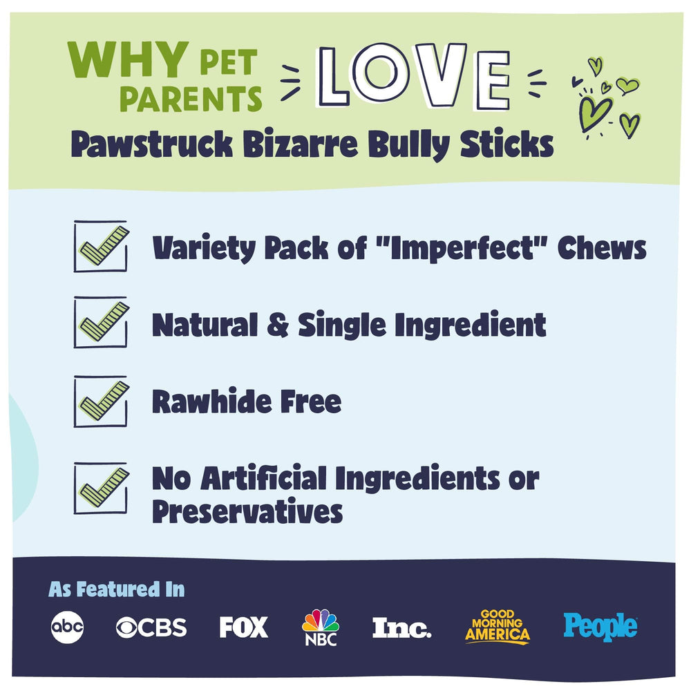 Pawstruck Bizarre Bully Sticks naturales sin aditivos para opciones seguras.