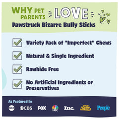 Pawstruck Bizarre Bully Sticks naturales sin aditivos para opciones seguras.