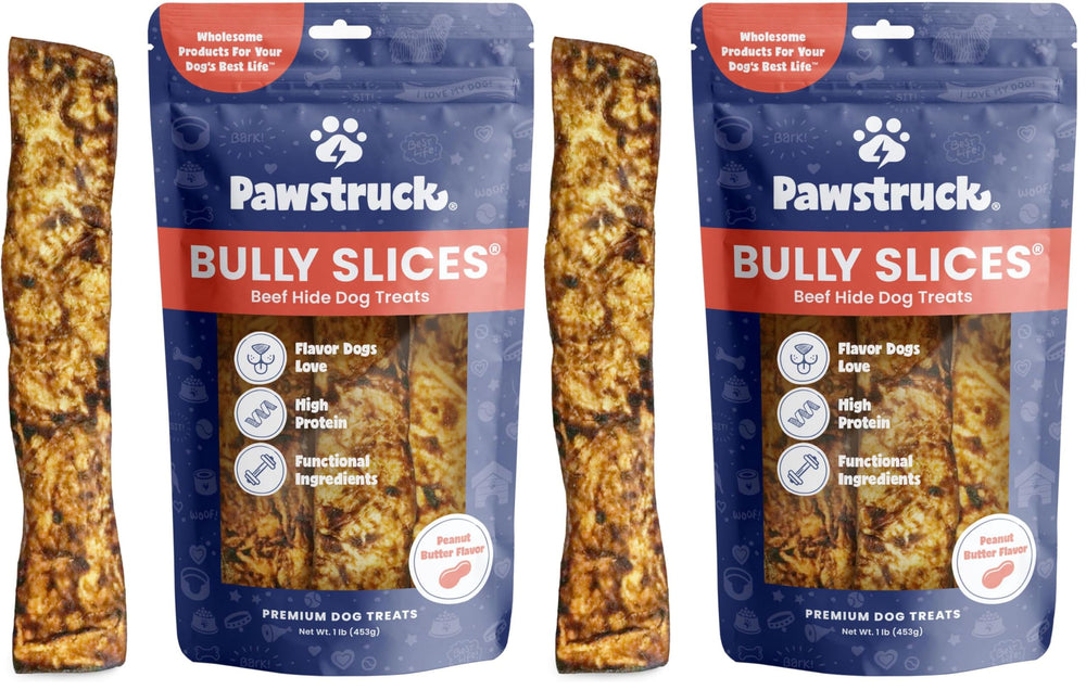 Pawstruck Bully Slices empaque variado para almacenamiento práctico