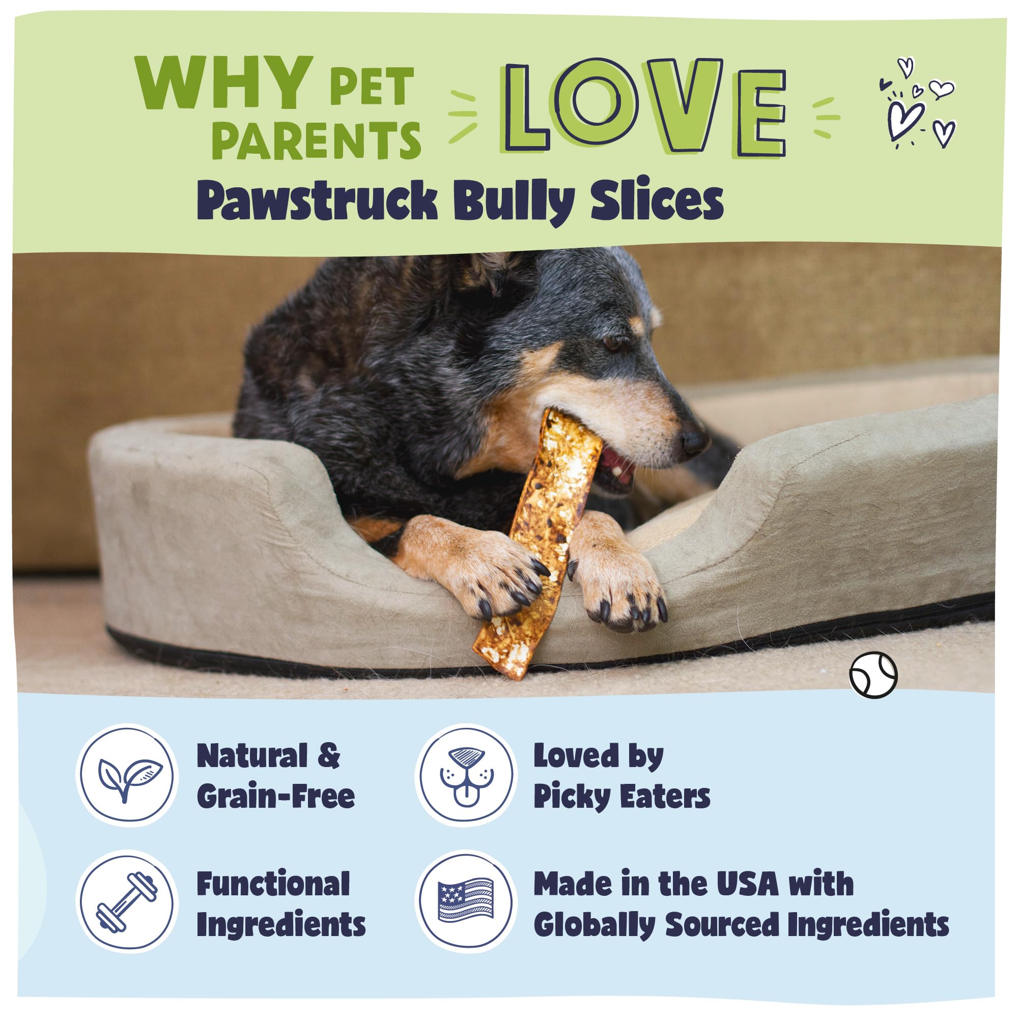 Pawstruck Bully Slices sabor mantequilla de maní, premio sabroso para perros
