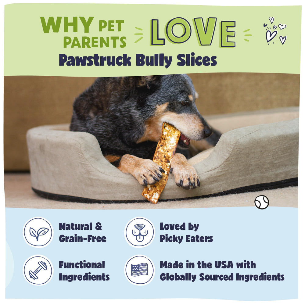 Pawstruck Bully Slices sabor mantequilla de maní, premio sabroso para perros