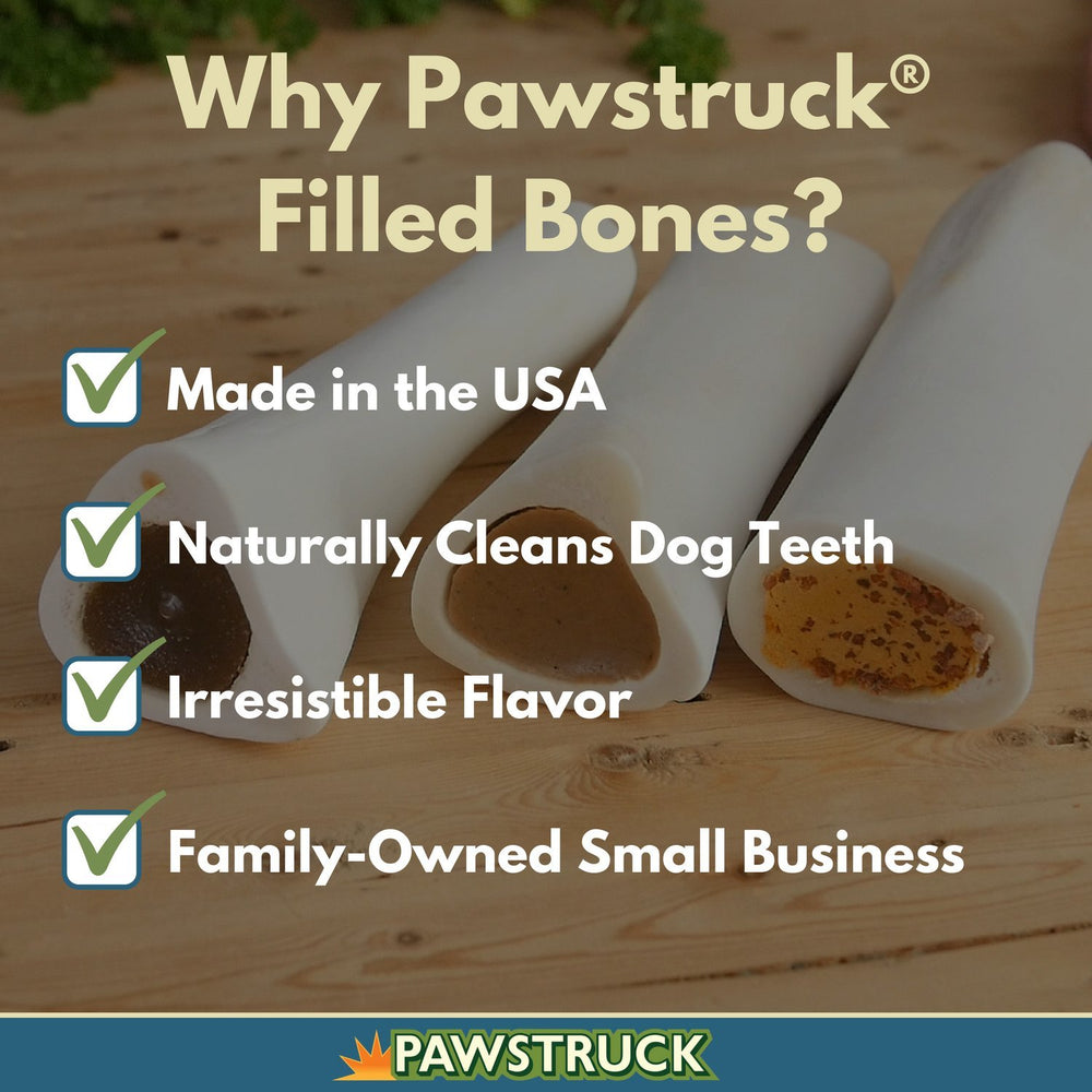 Pawstruck Hueso relleno de queso y tocino, snack sabroso para masticadores selectos.