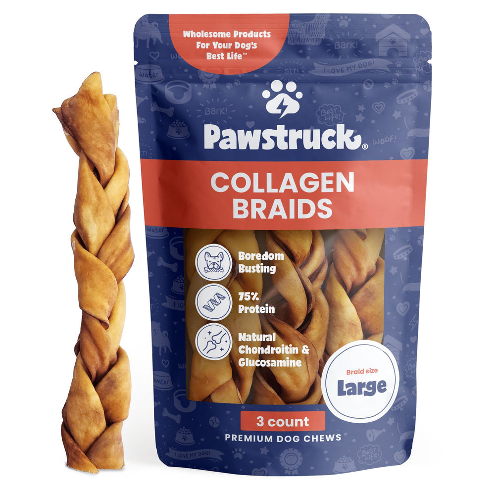 Pawstruck mechas de colageno para perro grande, masticacion duradera