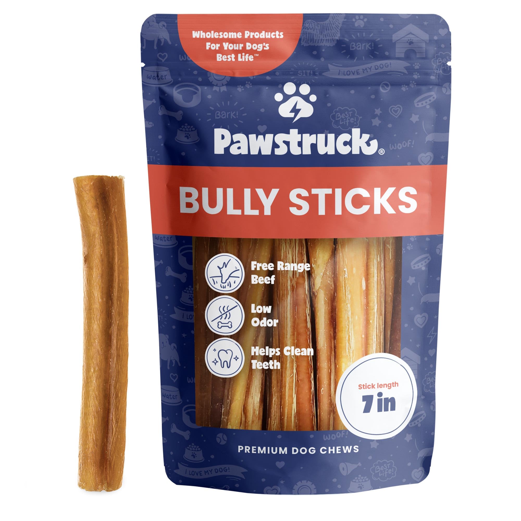 Pawstruck Palitos Bully 7 pulgadas natural para masticar perros