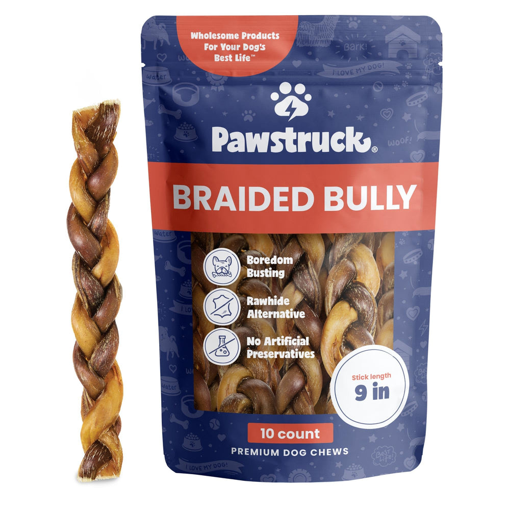 Pawstruck palitos bully trenzados de 9 pulgadas en empaque, masticación duradera