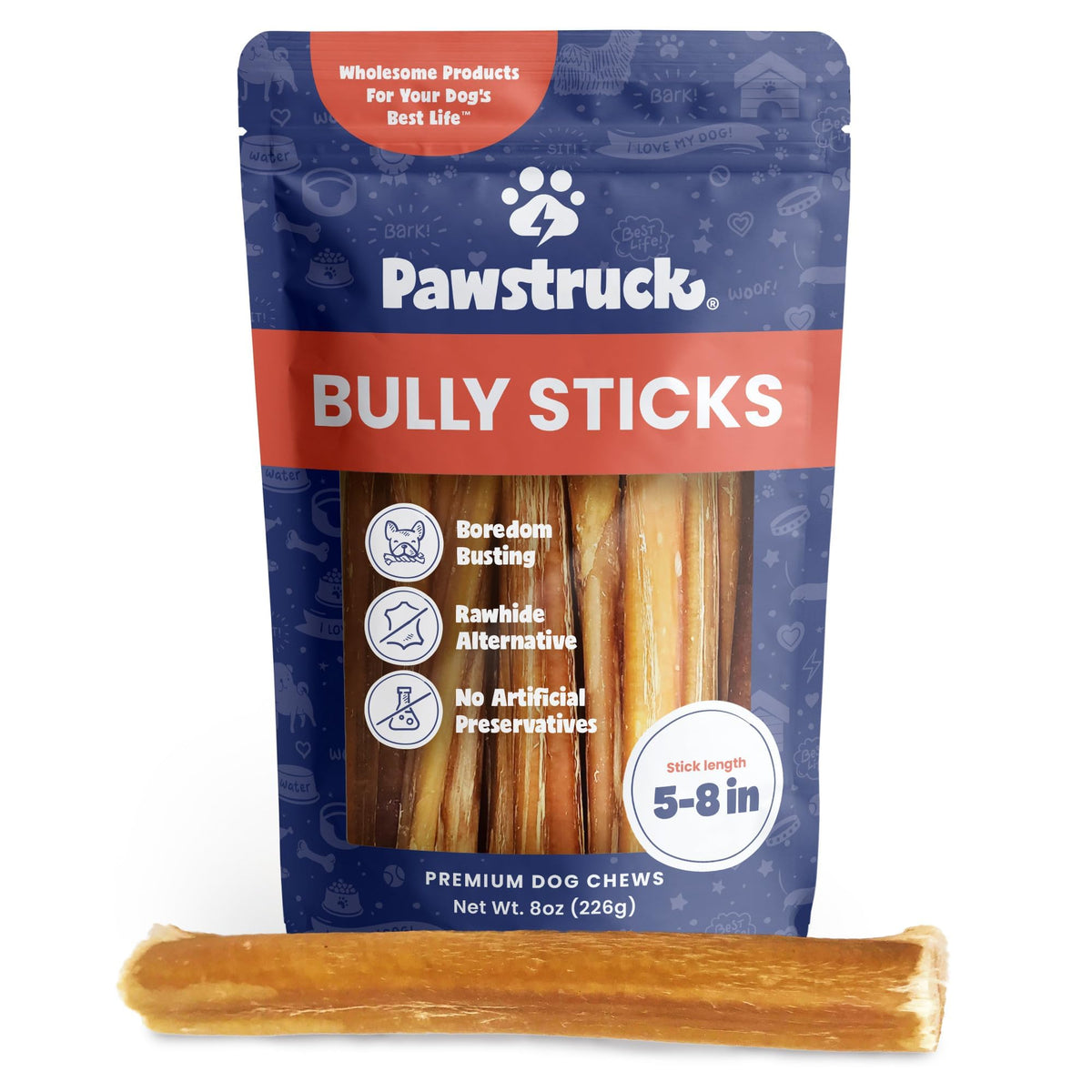 Pawstruck palitos de res de 8 onzas para masticación prolongada
